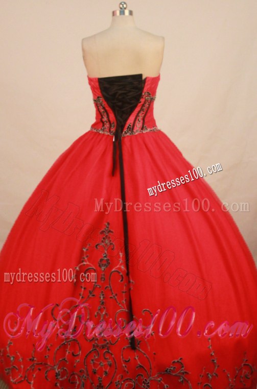 Appliques Ball Gown Red Quinceanera Gowns for 15 Birthday Party
